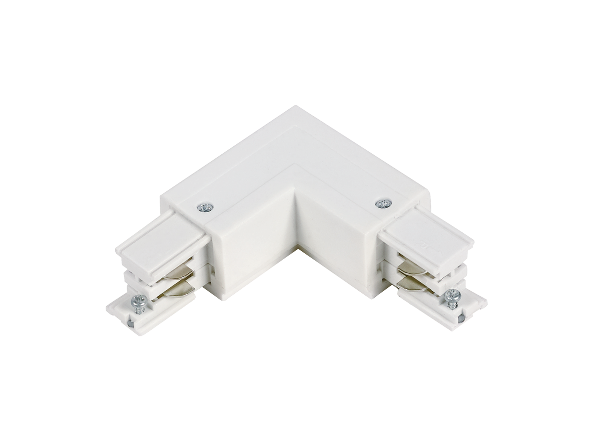 L-connector voor LUMICANTO POWERTRACK railbaan rechts wit met voeding PRIME