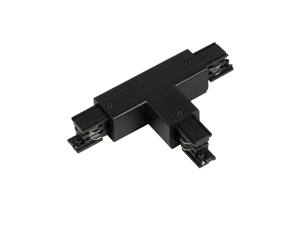 T1-connector voor LUMICANTO POWERTRACK railbaan rechts zwart met voeding PRIME