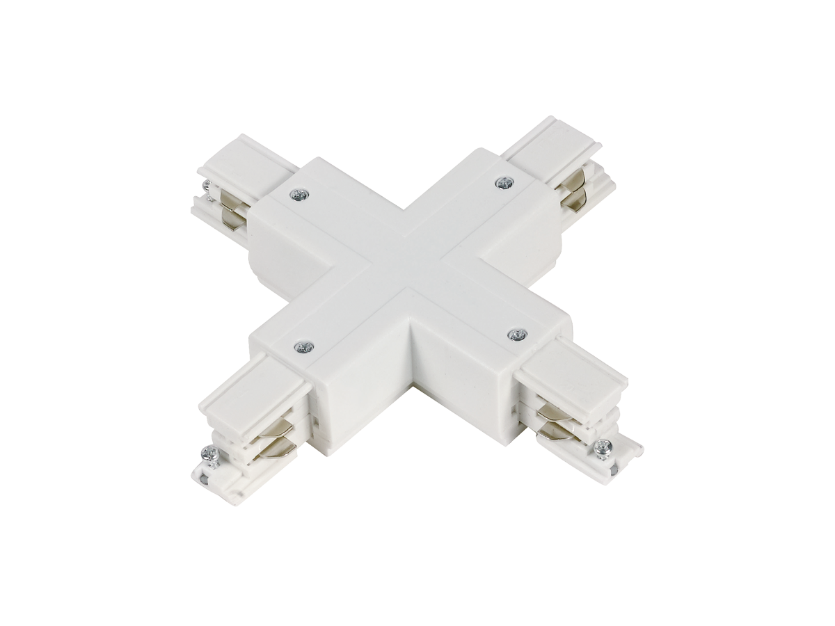 X-connector voor LUMICANTO POWERTRACK railbaan wit met voeding PRIME