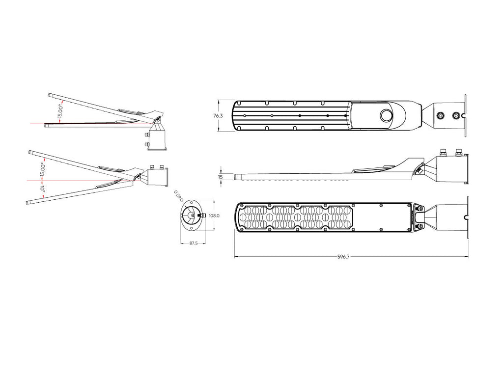 LED line straatarmatuur FLAMINGO 4000K 100W 10000lm IP65 zwart LITE