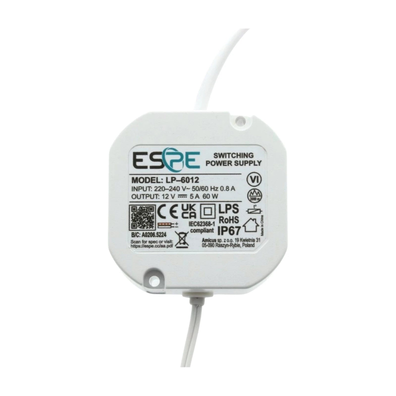 Voeding LP-6012 5A 60W 12V PUSHKA