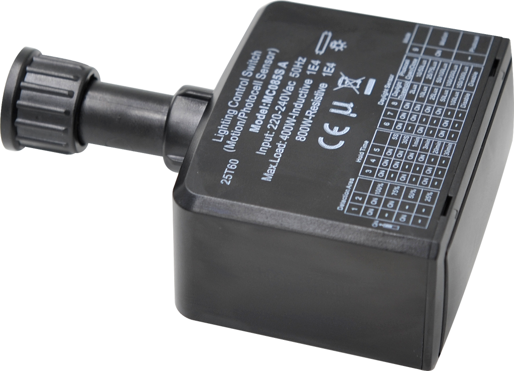 MERRYTEK magnetron bewegings-/schemersensor 6m voor spots 400/800W AAN/UIT Quick Plug