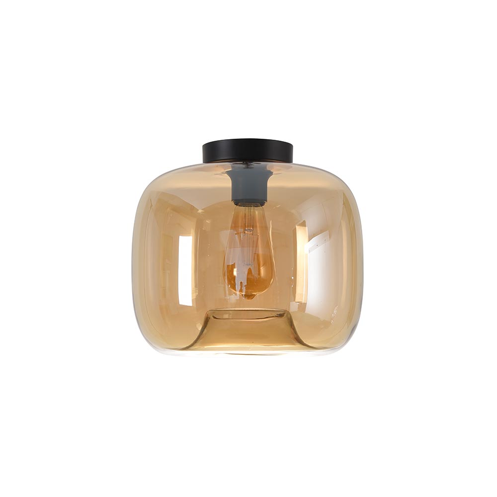 Artdelight Preston - Plafonnière - Ø28cm - Amber glas