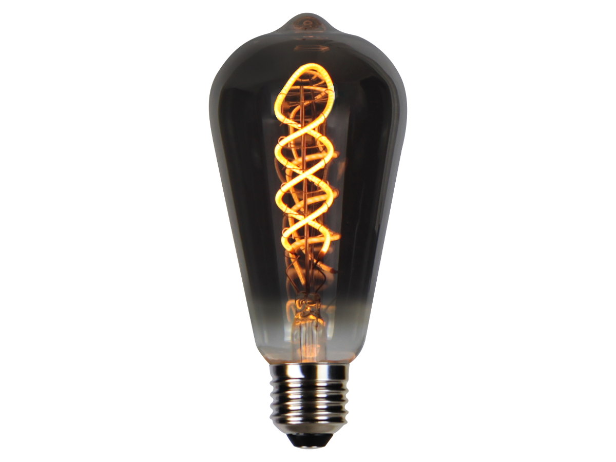 LED-lamp E27 1800K 4W 150lm 230V 360 ° FILAMENT ST64 DIM Grafietglas PRIME