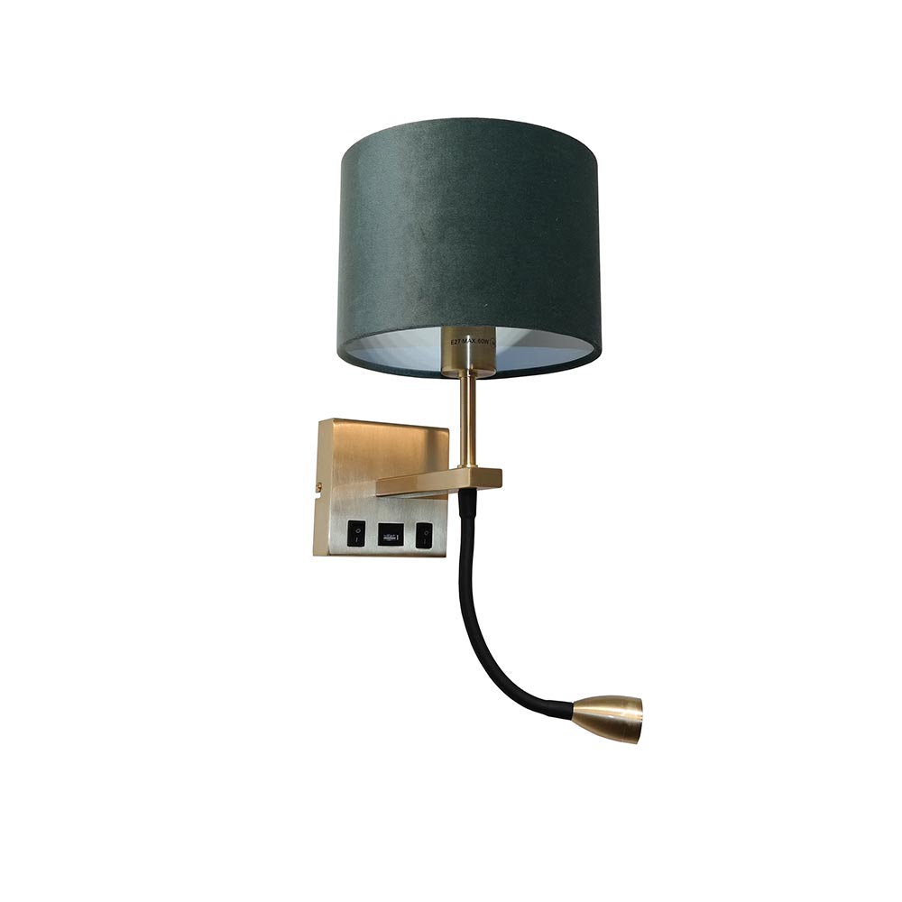 Artdelight Quad - Wandlamp - USB A+C - Mat goud