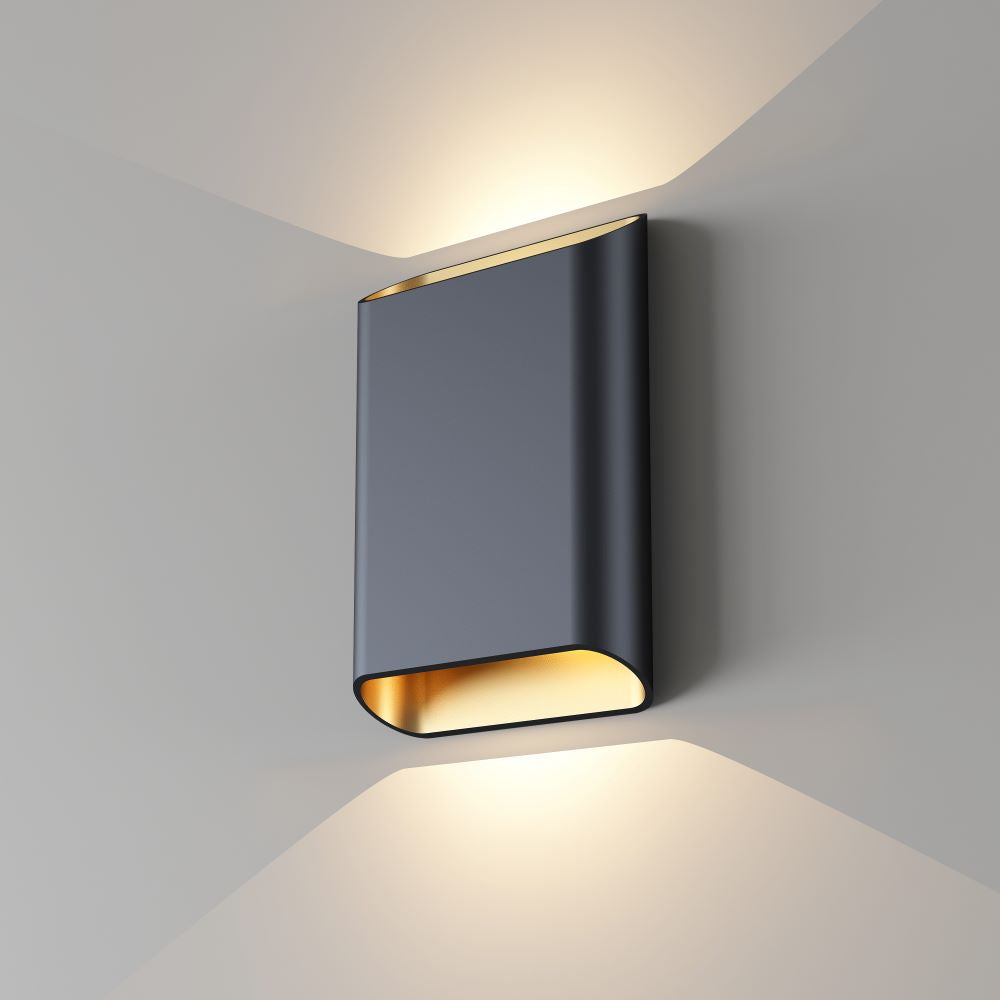 Artdelight Diaz L - Wandlamp - Zwart/mat goud