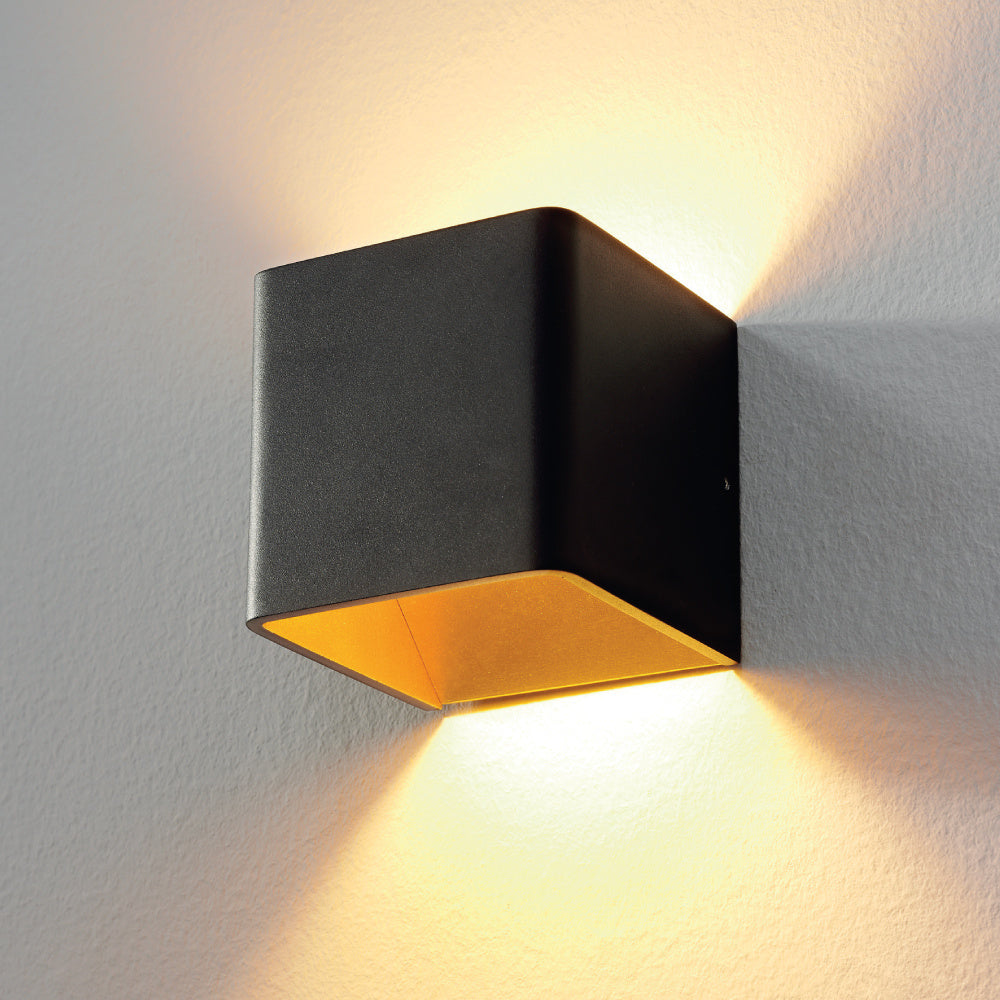 Artdelight Fulda - Wandlamp - Zwart/mat goud