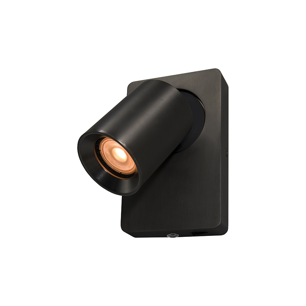 Artdelight Megano - Wandlamp- 1 lichts - Met schakelaar - Metallic antraciet