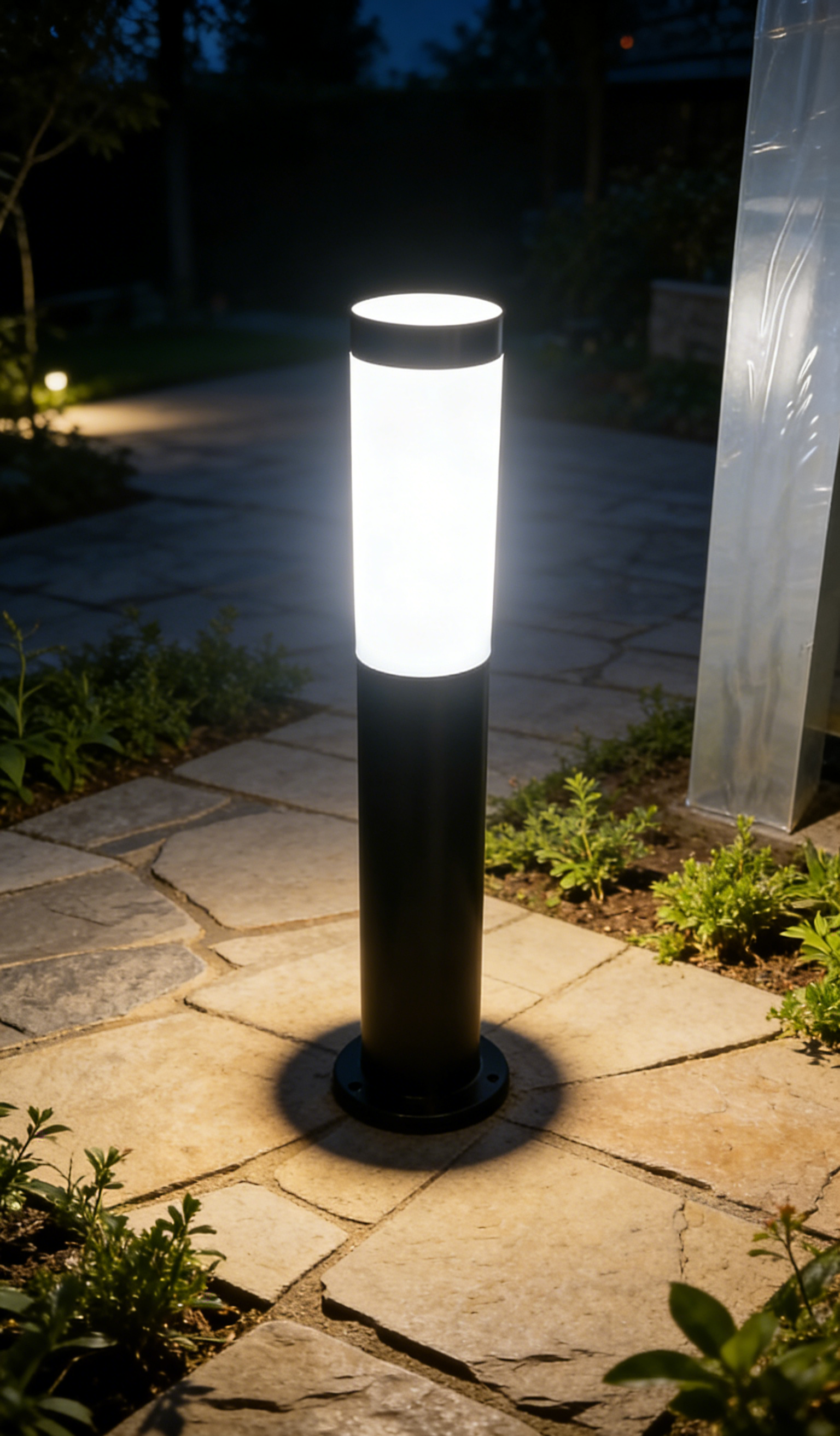 Tuinpaal CUBE rond zwart E27 80cm LITE
