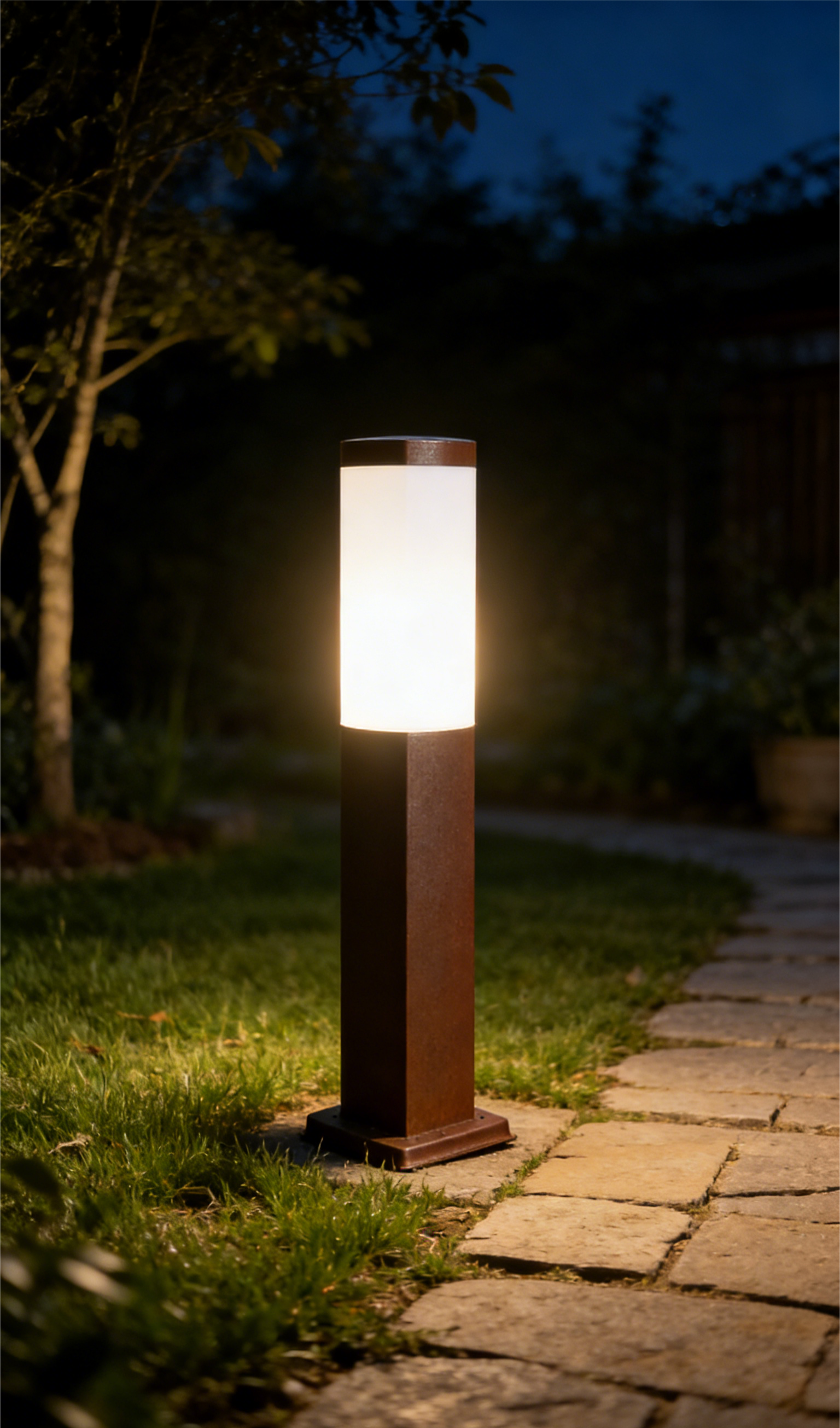 Tuinpaal CUBE vierkant corten E27 80cm LITE
